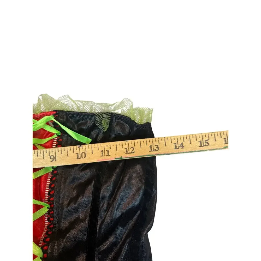 Leg Avenue Monster Bride Costume Black Dress Green Tutu Red Lace Up Women S - Picture 3 of 12